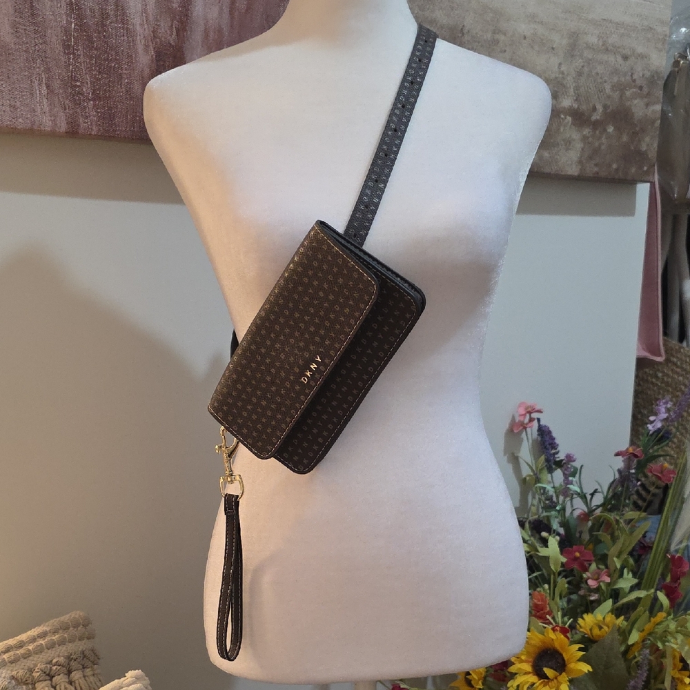 DKNY Elegant Dark Brown Crossbody, Belt Bag Or clutch